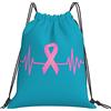 Generic Zaino con Coulisse Pink Ribbon Heartbeat Breast Cancers Awareness Borsa con Coulisse Impermeabile Drawstring Backpack Grande capacità Sportiva Zainetto per Unisex Spiaggia Scuola