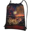 Generic Borsa con Coulisse Fireworks Print Sportiva Sacche Durevole Sacche Zaino Portatile per Viaggio Sport
