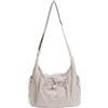 Generico Elegante borsa a tracolla con coulisse a quadri per zaino di grande capacità con tracolla e design plissettato (Beige One Size)