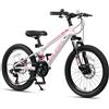 Glerc Skyline Kids Mountain Bike per ragazzo/ragazza 24 pollici bicicletta per bambini 21 velocità bicicletta con sospensioni anteriori e freni a disco，blu navy