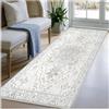 BORKOY Tappeto Runner Lungo 5 Metro Vintage Grigio chiaro Antiscivolo Lavabile Passatoia Cucina e Corridoio Tappeti Morbidi per Ingresso Camera da Letto Lavanderia Soggiorno Pelo Corto 80x500cm