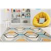 Carpeto Rugs Tappeto Bambini Morbido - Tappeto Pelo Corto Moderno Geometrico - Tappeto Cameretta - Tappeti Camera da Letto Grandi Dimensioni - Turchese Grigio Giallo - 140 x 190 cm