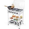 MELAQULY Stufa a gas, 5 fuochi con piano cottura a gas, 2 ripiani, forno a gas naturale da 2,5 KW con 5 manopole per cucina e esterni, 64 x 44,5 x 16,5 cm (bianco)