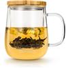 Dorsaer Tazza da tè in vetro da 500 ml con infusore e coperchio, per macerare il tè a casa e in ufficio. Tazze da tè in vetro trasparente con infusore e coperchio