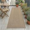 Carpetsale24 Tappeto da Esterno Beige 80x250 cm, Resistente agli Agenti Atmosferici & UV, Ideale per Cucina, Balcone, Terrazza, Soggiorno e Sala da Pranzo, Design a tinta unita con bordo