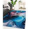 Mazovia Tappeto Salotto Moderno - Tapeto Stampato a Pelo Corto - Morbido Tappeto Camera da Letto - Antiscivolo Tapeto TOSCANA - Tappeto Salotto Motivo Astratto - Multicolore Blu 120x170cm