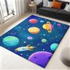 Generico Tappeto Salotto Universo Dei Cartoni Animati Razzo Pianeti 120 x 180 cm Tappeti Moderno Del Soggiorno, Blu Tappeto Lavabile Dell'Interno Morbido, Per La Camera Da Letto La Cucina Il Tavolo Della Sala