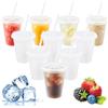 Cisolen 10 bicchieri di plastica riutilizzabili, 473 ml, con coperchio e cannucce, colori cangianti, per feste, da viaggio, per caffè gelato