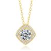 PAKORIO Collana pendente moissanite halo quadrata elegante donna, 1ct VVS1, placcata oro 14K, ipoallergenica, catena regolabile 40-45cm, anti-ossidazione, regalo(Trasparente)