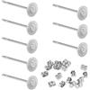 salbsever Kit di 400 orecchini a perno con cuscinetto piatto, vuoti, con chiusura a farfalla, per la creazione di gioielli, fai da te, argento, 4 mm