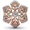 PANDORA Ciondolo Moments Festive con fiocco di neve placcato in oro rosa 14 k con zirconia cubica trasparente