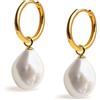 Secret & You Orecchini a cerchio da 16 mm con ciondoli intercambiabili di perle coltivate d'acqua dolce barocche da 11-12 mm per donna Secret & You - Gold Vermeil