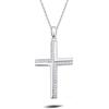 Carleen Croce Ciondolo Collana in Argento 925 con Gemma Sintetica Granato Ametista Smeraldo Rubino Peridoto Zaffiro Topazio Zirconia Opale Regalo Gioielli per Donna Ragazza - Catena Lunghezza: 40 + 5 cm