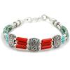 Tibetan Silver Bracciale Etnico Fatto a Mano per Donna e Uomo Bracciale in Corallo e Turchese Compresso Bracciale Tibetano Boho Alla Moda Gioielli Zingari Tribali Placcati in Argento 925