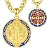 AEONSLOVE Medaglia San Benedetto Argento 925 Collana San Benedetto Uomo Donna Ciondolo Croce di San Benedetto Gioielli Cattolico Cristiani Regalo Religiosi (oro)