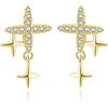 SLUYNZ 925 Argento CZ Stella Orecchini Borchie per Le Donne Teen Ragazze Cool Star Post Orecchini Studs (B-Gold Plated)