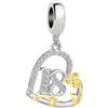 ZakiaHo Ciondoli placcati in oro da 12, 13, 16, 18, 21, 30, 40, 50, 60, 70, 80, per compleanni, braccialetti da donna, a forma di rosa, a forma di cuore, compatibili con braccialetti Pandora, Rame