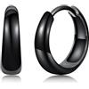 Silvora Orecchini Donna Cerchio Argento 925, 12mm Orecchino Cerchio Donna Nero, Orecchini Piccoli Tondi Eleganti per Anniversario Compleanno Natale