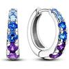 CYCUFF Orecchini a cerchio in argento Sterling 925 con zirconi colorati, set di orecchini da donna, regalo per lei, orecchino, Argento sterling, Zirconie sintetico