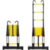 Tubiaz Scala telescopica in alluminio da 4,4 m, con 2 ganci rimovibili, interruttore di sicurezza multistadio, telescopica portatile, carico massimo 150 kg, colore nero, giallo