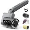 Mistcado Kit Spazzola Barbecue Elettrica 3-in-1 - Pulitore BBQ Senza Fili 450 Giri/min con Setole Rinforzate - Impermeabile IPX7, 2 Ore Autonomia & Testine Lavabili in Lavastoviglie (Grigio Chiaro)