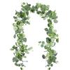 WQDD STANPET Ghirlanda di Eucalipto Artificiale- 1,8m,Guirnaldas Artificiales con Foglie Verdi e Fiori Bianchi, Planta Artificiale da Appendere per Matrimonio e Casa