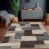 Calinline Tappeto moderno geometrico patchwork per interni e soggiorno, antracite, 200x230 cm, grandi tappeti, collezione Rockwood, decorazione per camera da letto, grigio, morbido, pelo corto