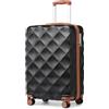 British Traveller Valigia Trolley 54CM Valigie Rigida ABS+PC con Rotelle Girevoli e TSA Lucchetto (20pollici, Nero/Marrone)