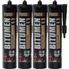 FOME FLEX Sigillante Bituminoso - Sigilla Perdite su Tetti e Grondaie su Superfici Bagnate o Asciutte - Resistente da -50°C a +90°C - Aderisce a Bitume, Cemento, Legno e Metallo - 4 x 300 ml