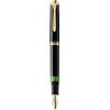 Pelikan 979559 - Penna Stilografica Linea M 600 Classic, Nera, Dettagli Oro Gold, Pennino Bicolore Oro 14 Carati, Dimensione M, Caricamento Stantufo, in confezione regalo
