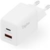 DIGITUS Caricabatterie USB-C GaN II - USB-C e USB-A - 2 porte - fino a 45 W - Caricabatterie rapido - Adatto per cellulari, tablet, smartwatch e cuffie Bluetooth - Bianco