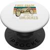 First Grade Unlocked Level Up Ritorno A Scuola Primo Grado Sbloccato Livello Up Gamer Bambini Ragazzo PopSockets PopGrip Adesivo