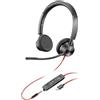Poly Blackwire 3325, Cuffia Cablata con Connessione USB-A, USB-C, AUX 3,5 mm, Cuscinetti in Similpelle, Riduzione del Rumore e dell'Eco, Comandi sul Cavo, Compatibile con Windows 10 e macOS, Nero