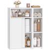 HEXCELEN Mobile da Bagno, Armadietto da Bagno con Ante Scorrevoli, Mobiletto Bagno con Scomparti Aperti, Intercambiabile a Destra e a Sinistra, Ripiani Regolabili, Bianco, 19 x 59,2 x 71,2 cm