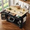 Henjda Isola da cucina mobile con piano di lavoro pieghevole, con ruote, armadietto per la spazzatura, armadio da cucina con scaffale per spezie, 120 × 45 (70) × 87 cm