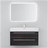 Mai & Mai Mobile Bagno Sospeso100cm, Mobiletto per Bagno con Lavabo e Specchio LED, Grigio Scuro, Seria Quadratto