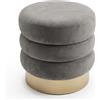 INTRECCI Pouf Creamy in Velluto con Base Oro Elegante | Sgabello Poggiapiedi Imbottito per Salotto e Camera da Letto | Poltroncina Rotonda, Design Moderno a Tre Strati | Ø 38 cm - Colore: Stone