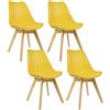 WOLTU Sedie da Pranzo Set di 4, Sedie da Cucina, in Legno Massello e Pelle Sintetica, capacità di Carico 150 kg, Giallo,