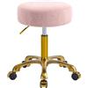XCRFKGW Dorato Sgabello con Ruote, Sedia con Rotelle Regolabile Altezza, Motivo Ghiacciaio Pelle PU, Trucco Sgabelli Girevole per Trucco, Salone e Spa, Capacità 400 Libbre (Rosa, Senza Schienale)