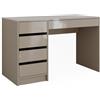 Vicco Scrivania Sherry, Grigio lucido, 55 x 120 cm | con cassetti, adatto come postazione di lavoro per home office o studio