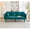 Lexiou Divano letto regolabile 2 in 1: due posti con rivestimento in velluto, braccioli pieghevoli e funzione sonno (verde)