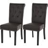 Mendler Set 2X sedie Vintage retrò Inglesi Sala Pranzo Chesterfield II - Ecopelle Marrone Piedi Scuri