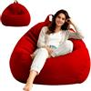 Umllpet Pouf XL, rivestimento per pouf, a forma di goccia, solo rivestimento (senza imbottitura), per adulti e bambini, da gioco, per soggiorno, divano, esterno, 100 x 120 cm (rosso)