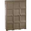 MA MAISON Armadio in Plastica 118 x 43 x 164 cm con 3 Ante, Vano Portascope e Puntali - Mobile Alto Salvaspazio per Ingresso e Balcone Coperto (Wengé)