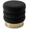 INTRECCI Pouf Creamy in Velluto con Base Oro Elegante | Sgabello Poggiapiedi Imbottito per Salotto e Camera da Letto | Poltroncina Rotonda, Design Moderno a Tre Strati | Ø 38 cm - Colore: Nero