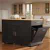 Easexcy Isola da Cucina, Armadio da Cucina, 120 x 50 x 92 cm, Carrello di Servizio, con Scomparto per Pattumiera, Ripiani Regolabili, Due Ante e TRE Cassetti (Nero)