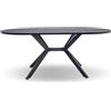 FRANKYSTAR Marui - Tavolo da pranzo ovale in legno e metallo con piede centrale Ashi 180x100 cm - nero effetto legno
