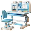 Mehisir Set scrivania e sedia per bambini, regolabile in altezza a 50 gradi, con scrivania da lavoro da 80 cm, divisorio scientifico, cassetto, libreria, ideale per blu