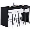 Mobili Fiver, Tavolo Alto Evolution 180x60, Nero Frassino, Tavolo Penisola Cucina per 6 persone, Made in Italy