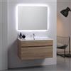 Kiamami Valentina Mobile Bagno Sospeso 90 Cm Quercia Naturale Specchio Led